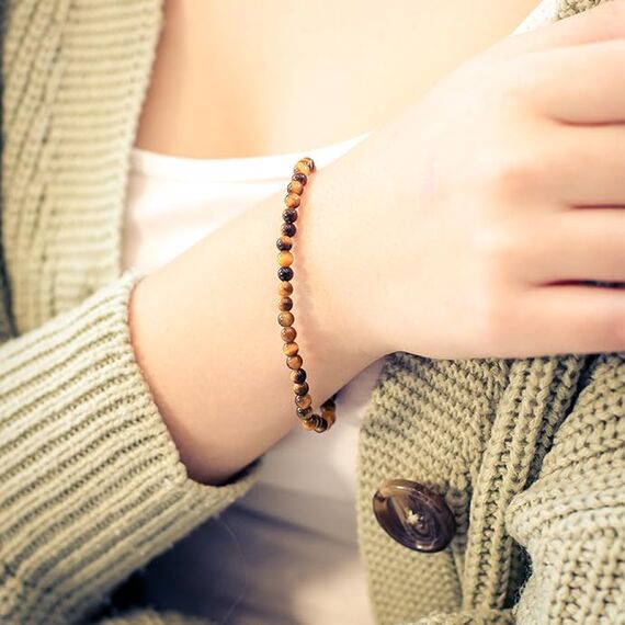Lebensquelle Plus Mini Kugelarmband | 4mm | Hochwertiges Edelsteinarmband (Tigerauge)