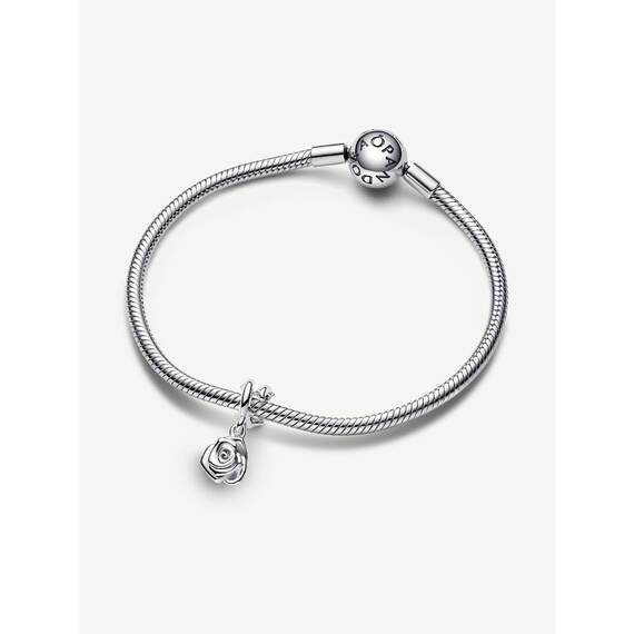 PANDORA Moments Blühende Rosen Charm-Anhänger aus Sterling Silber, Kompatibel Moments Armbändern, 793213C00