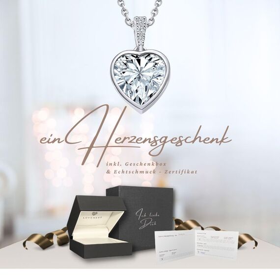 LOVENEST Herz Halskette Silber 925 / Vergoldet Halskette Damen I Love You Kette Silberkette Herz Anhänger Schmuck Geschenke Frauen Freundin Sie zum Geburtstag Hochzeitstag Liebesgeschenk, Zirkonia
