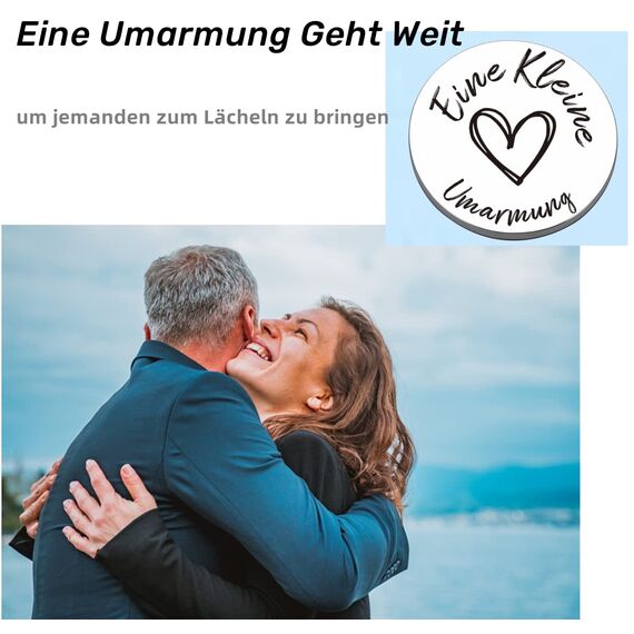 RISFIHEI Eine Kleine Umarmung,Gute Besserung Geschenke,Herz Glücksbringer-Bin Immer Bei Dir-Pärchen Geschenke,Beste Freundin Geschenke,Geschenk für Familie Freund Freundin Patient usw(A-Silver)