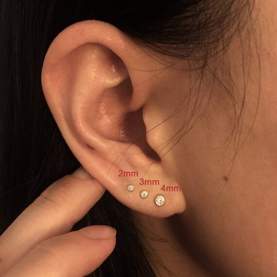 Damen Ohrstecker Silber 925-3 Paar Klein Sterling Ohrringe Set mit Zirkonia Knorpel Funkelnd Unendlichkeit Schmuck für Oktoberfest Herren Geschenke 2/3/4mm