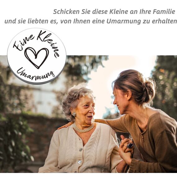 RISFIHEI Eine Kleine Umarmung,Gute Besserung Geschenke,Herz Glücksbringer-Bin Immer Bei Dir-Pärchen Geschenke,Beste Freundin Geschenke,Geschenk für Familie Freund Freundin Patient usw(A-Silver)