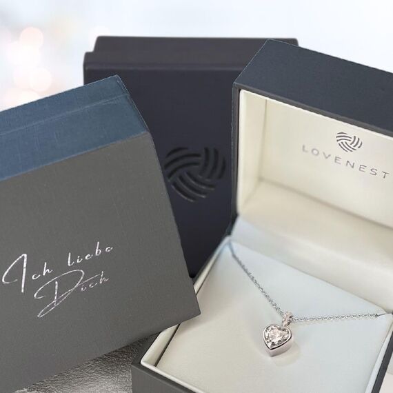 LOVENEST Herz Halskette Silber 925 / Vergoldet Halskette Damen I Love You Kette Silberkette Herz Anhänger Schmuck Geschenke Frauen Freundin Sie zum Geburtstag Hochzeitstag Liebesgeschenk, Zirkonia