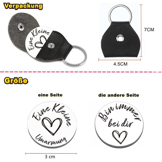 RISFIHEI Eine Kleine Umarmung,Gute Besserung Geschenke,Herz Glücksbringer-Bin Immer Bei Dir-Pärchen Geschenke,Beste Freundin Geschenke,Geschenk für Familie Freund Freundin Patient usw(A-Silver)