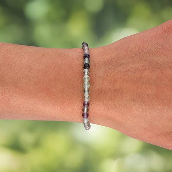 Lebensquelle Plus Mini Kugelarmband | 4mm | Hochwertiges Edelsteinarmband (Fluorit)