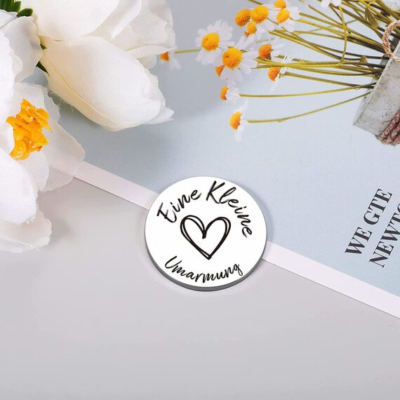 RISFIHEI Eine Kleine Umarmung,Gute Besserung Geschenke,Herz Glücksbringer-Bin Immer Bei Dir-Pärchen Geschenke,Beste Freundin Geschenke,Geschenk für Familie Freund Freundin Patient usw(A-Silver)