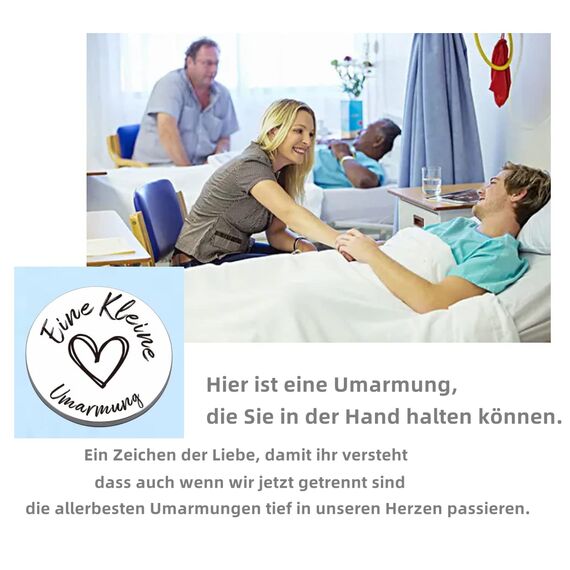 RISFIHEI Eine Kleine Umarmung,Gute Besserung Geschenke,Herz Glücksbringer-Bin Immer Bei Dir-Pärchen Geschenke,Beste Freundin Geschenke,Geschenk für Familie Freund Freundin Patient usw(A-Silver)
