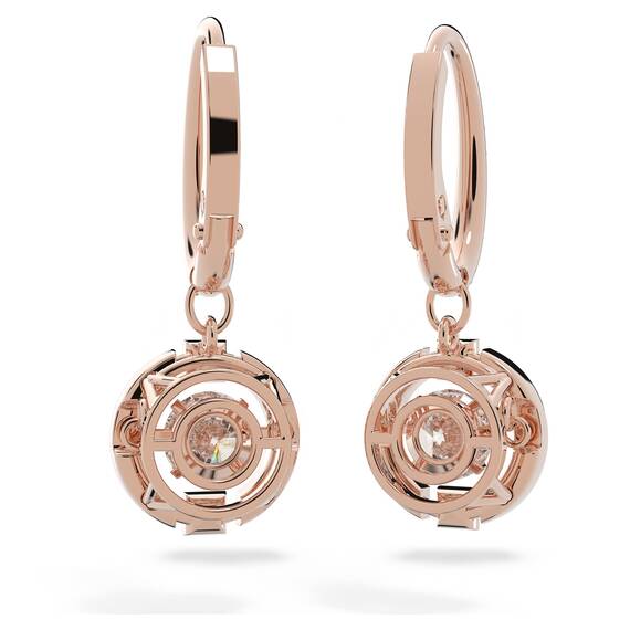 Swarovski Una Ohrringe, Rund, Weiss, Roségold-Legierungsschicht
