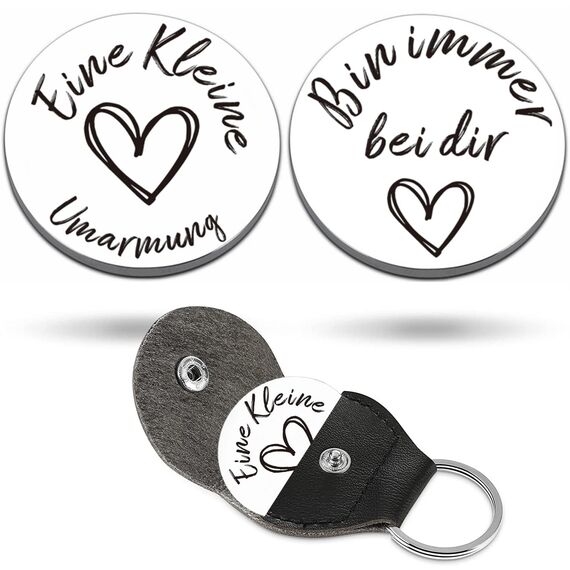 RISFIHEI Eine Kleine Umarmung,Gute Besserung Geschenke,Herz Glücksbringer-Bin Immer Bei Dir-Pärchen Geschenke,Beste Freundin Geschenke,Geschenk für Familie Freund Freundin Patient usw(A-Silver)