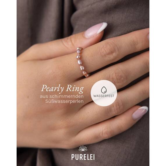 Purelei Pearly Rose Anti Stress Ring (S-M) – Elastischer Damenring aus schimmernden Süßwasserperlen – Wasserfeste Ringe – Modeschmuck für deinen individuellen Look