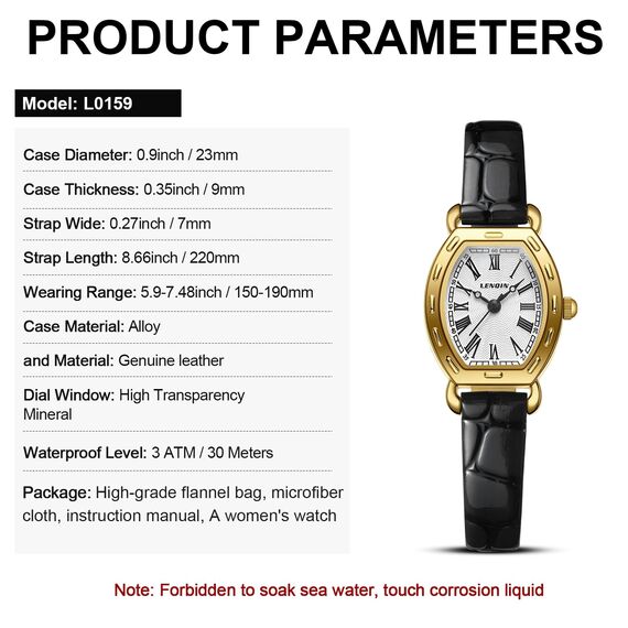 LN LENQIN Uhr Damen Armbanduhr Damen Uhr mit Großen Ziffern Analog Quarzuhr für Frauen mit Lederband