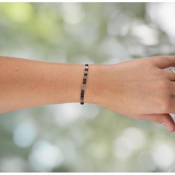 Lebensquelle Plus Mini Kugelarmband | 4mm | Hochwertiges Edelsteinarmband (Turmalinquarz)