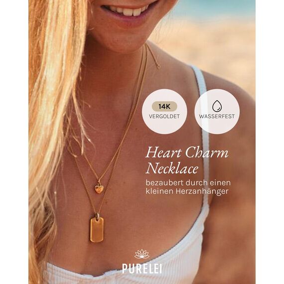Purelei Heart Charm Kette Damen (Gold) – Halskette Damen aus langlebigem Edelstahl – Wasserfeste Kette – 50-55 cm Länge verstellbar – Halskette für deinen individuellen Look