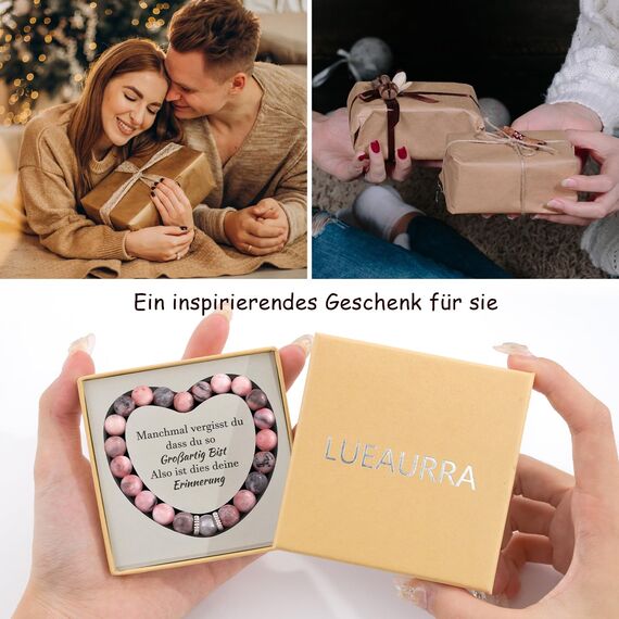 Lueaurra Geschenke für Frauen Armband Natursteine Frau Idee Original Geschenk Teenager Mädchen Geschenke Weihnachten Frau Geburtstagsgeschenk Armband Geschenk für Ehefrau Mutter Schwester Freundin