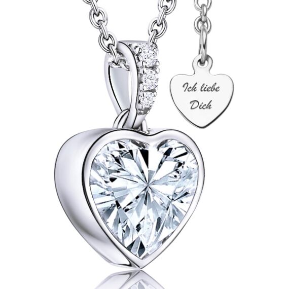 LOVENEST Herz Halskette Silber 925 / Vergoldet Halskette Damen I Love You Kette Silberkette Herz Anhänger Schmuck Geschenke Frauen Freundin Sie zum Geburtstag Hochzeitstag Liebesgeschenk, Zirkonia
