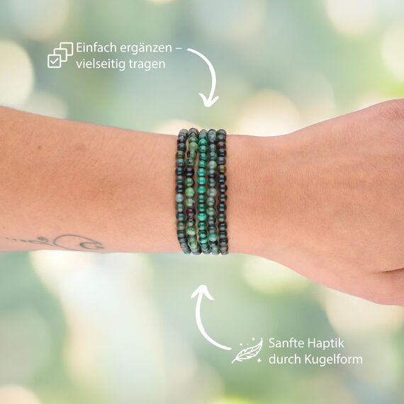 Lebensquelle Plus Mini Kugelarmband | 4mm | Hochwertiges Edelsteinarmband (Malachit)