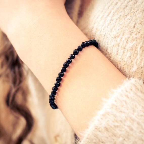 Lebensquelle Plus Mini Kugelarmband | 4mm | Hochwertiges Edelsteinarmband (Turmalin, Schörl)