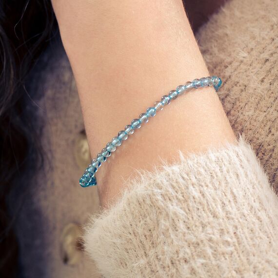 Lebensquelle Plus Mini Kugelarmband | 4mm | Hochwertiges Edelsteinarmband (Aquamarin)