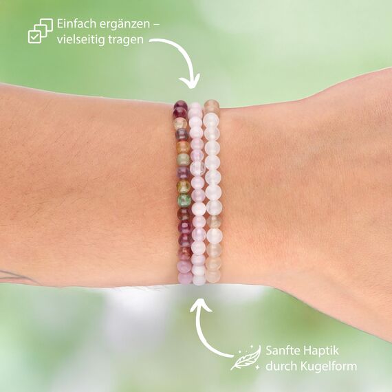 Lebensquelle Plus Mini Kugelarmband | 4mm | Hochwertiges Edelsteinarmband (Turmalin, bunt)