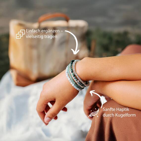 Lebensquelle Plus Mini Kugelarmband | 4mm | Hochwertiges Edelsteinarmband (Moosachat)