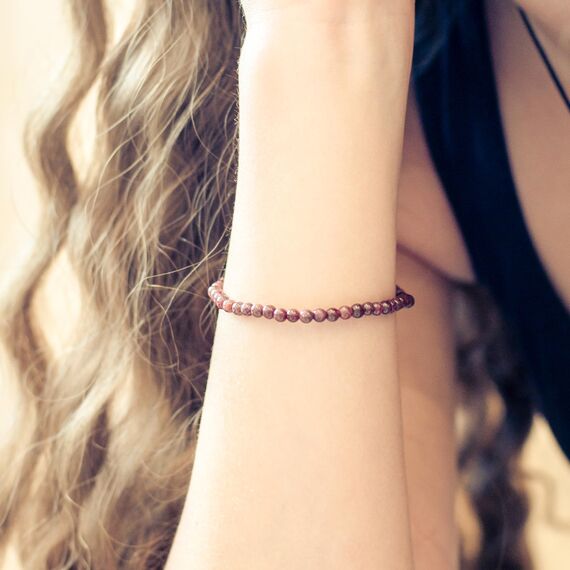 Lebensquelle Plus Mini Kugelarmband | Hochwertiges Edelsteinarmband (Granat)
