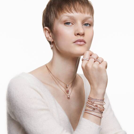 Swarovski Una Ohrringe, Rund, Weiss, Roségold-Legierungsschicht