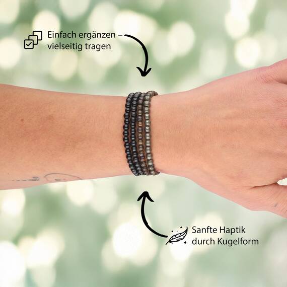Lebensquelle Plus Mini Kugelarmband | 4mm | Hochwertiges Edelsteinarmband (Hämatit)