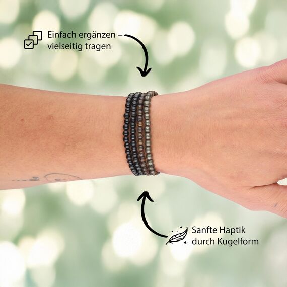 Lebensquelle Plus Mini Kugelarmband | 4mm | Hochwertiges Edelsteinarmband (Onyx)