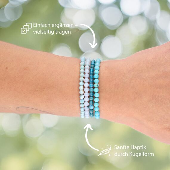 Lebensquelle Plus Mini Kugelarmband | 4mm | Hochwertiges Edelsteinarmband (Larimar)