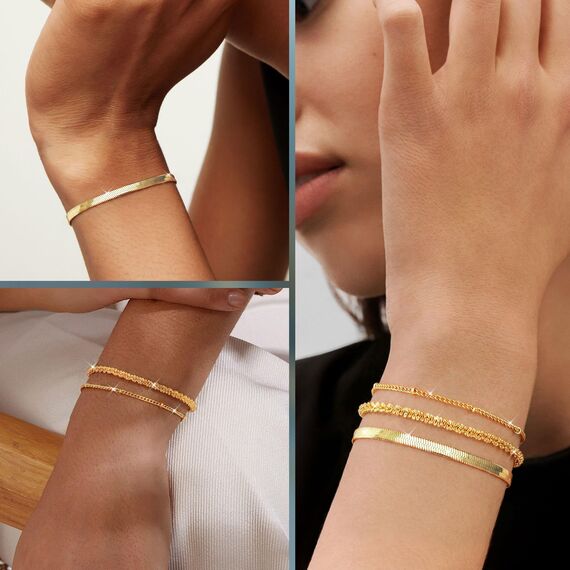 CASSIECA 3 Stück Armband Silber Damen Armbänder Gold Armband Set Gold 14 Karat Vergoldet Armbänder Damen Verstellbare Stapelbare Kettenarmband Gold Schmuck für Damen