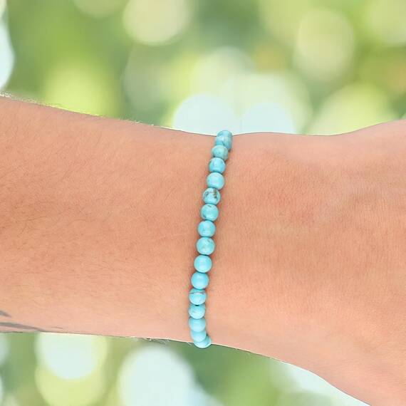 Lebensquelle Plus Mini Kugelarmband | 4mm | Hochwertiges Edelsteinarmband (Türkis rec.)