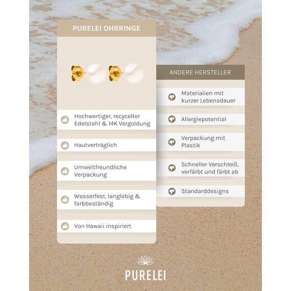 Purelei Pearl Ohrringe (Gold) – Damenohrringe aus langlebigem Edelstahl – Wasserfeste Ohrringe Damen – 1,56 cm Durchmesser – Modeschmuck für deinen individuellen Look