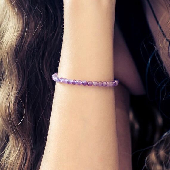 Lebensquelle Plus Mini Kugelarmband | 4mm | Hochwertiges Edelsteinarmband (Amethyst)