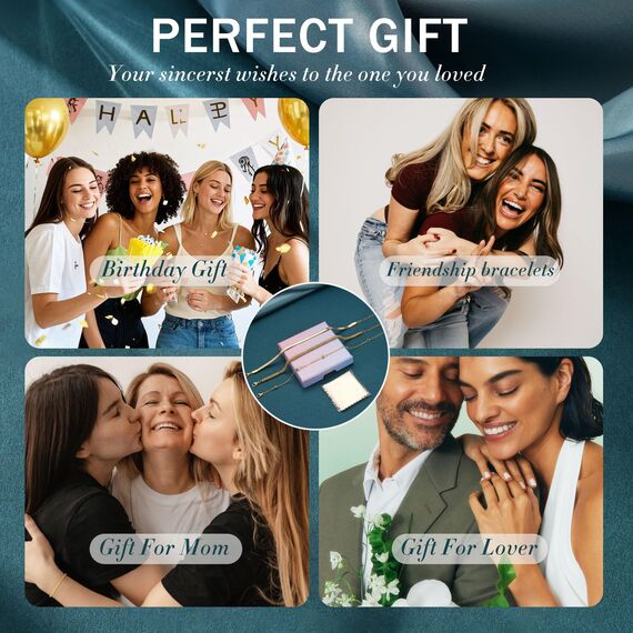 CASSIECA 3 Stück Armband Silber Damen Armbänder Gold Armband Set Gold 14 Karat Vergoldet Armbänder Damen Verstellbare Stapelbare Kettenarmband Gold Schmuck für Damen