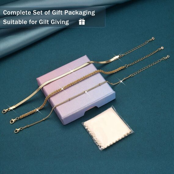 CASSIECA 3 Stück Armband Silber Damen Armbänder Gold Armband Set Gold 14 Karat Vergoldet Armbänder Damen Verstellbare Stapelbare Kettenarmband Gold Schmuck für Damen