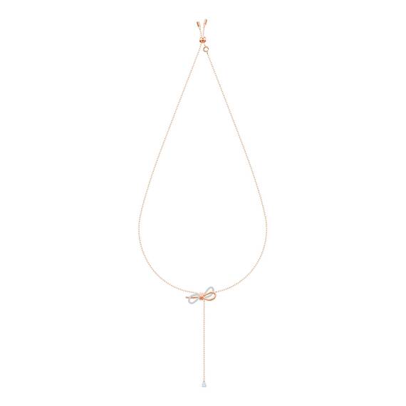 Swarovski Lifelong Bow Halskette, Schleife, Weiß, Metallmix