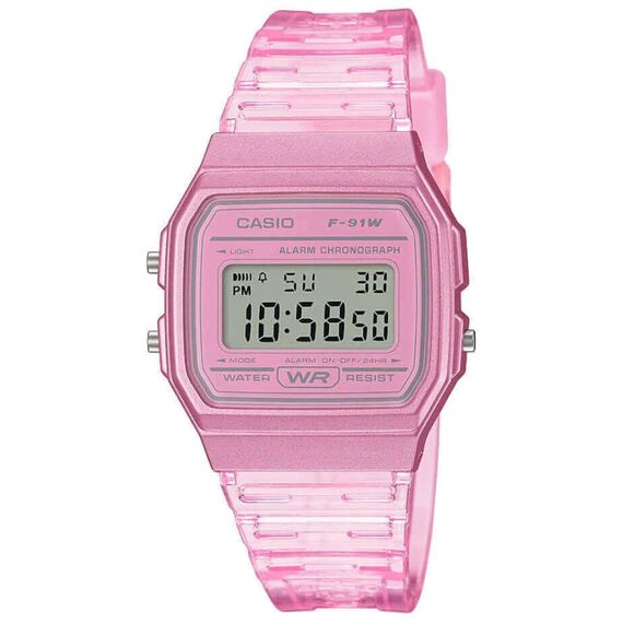 Casio Damen Digital Quarz Uhr mit Resin Armband F-91WS-4EF, Rosa