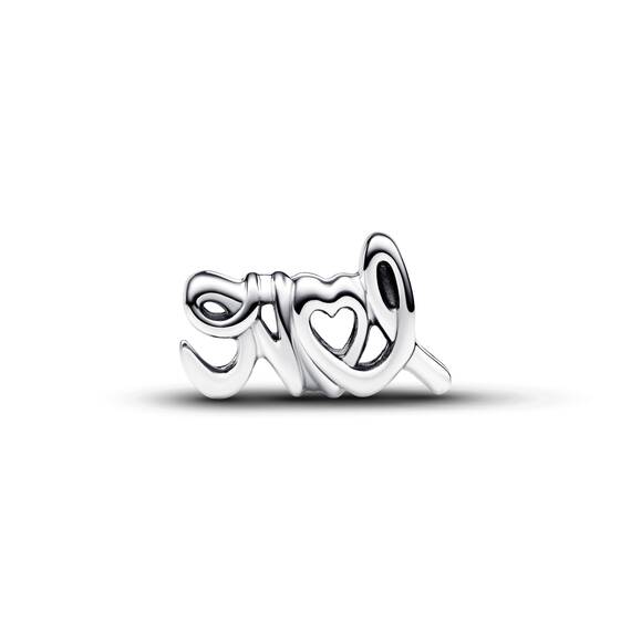 PANDORA Moments Handgeschriebenes Liebe Charm aus Sterling Silber, Kompatibel Moments Armbändern, 793055C00