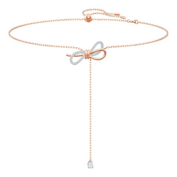 Swarovski Lifelong Bow Halskette, Schleife, Weiß, Metallmix