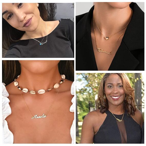 Joelle Jewelry Design Personalisierte Namenskette Gold/Rosegold Vergoldet Silber Kette mit Namen Geburtstagsgeschenk Für Frauen Mädchen Mama Freundin Schwester Oma
