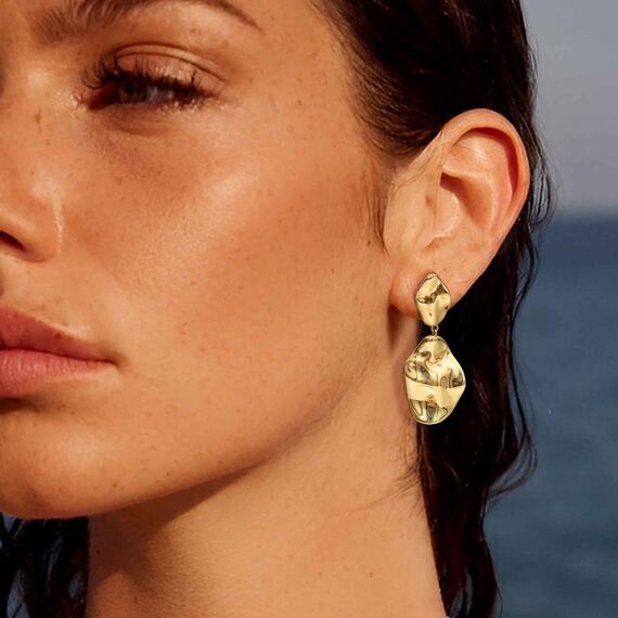 Chriscoco Ohrringe Silber 925 Hängend Ohrringe Gold Damen 925 Hypoallergene 14K Vergoldete Tropfen Ohrring Lange Statement Ohrring