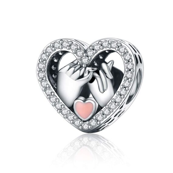 Geschenke für Frauen Anhänger Charm aus 925er Sterlingsilber, Herzform mit Händen, Liebes-Anhänger, kompatibel mit Pandora-Armband, Schmuckgeschenk