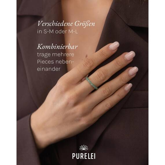 Purelei Aventurine Light Anxiety Ring (S-M) – Verstellbarer Damenring aus Aventurin-Perlen – Wasserfester Ring Damen – Anti Stress Ring – Schmuck für deinen individuellen Look
