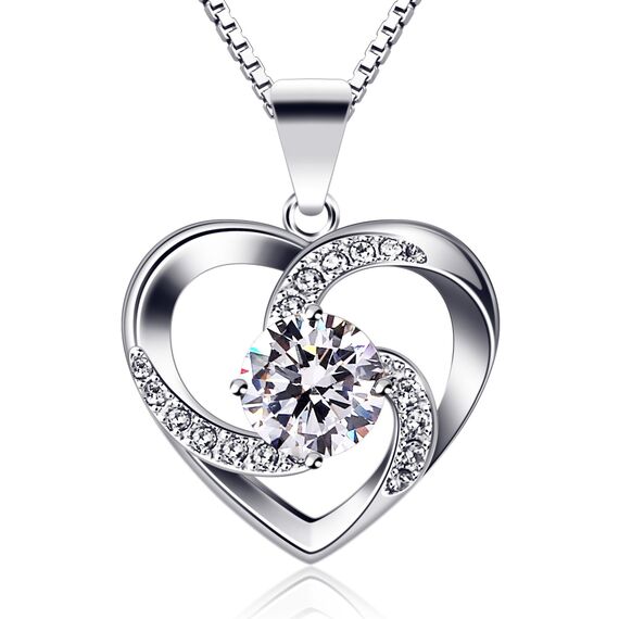 B.Catcher Halskette Damen, Silber 925 Herzkette, Herz änhänger mit 5A Zirkonia, Eleganz ist zeitlos, Nickelfrei für Hypoallergen,Perfekt Geschenk zum Muttertag/Valentinstag/Geburtstag/oder Schulstart
