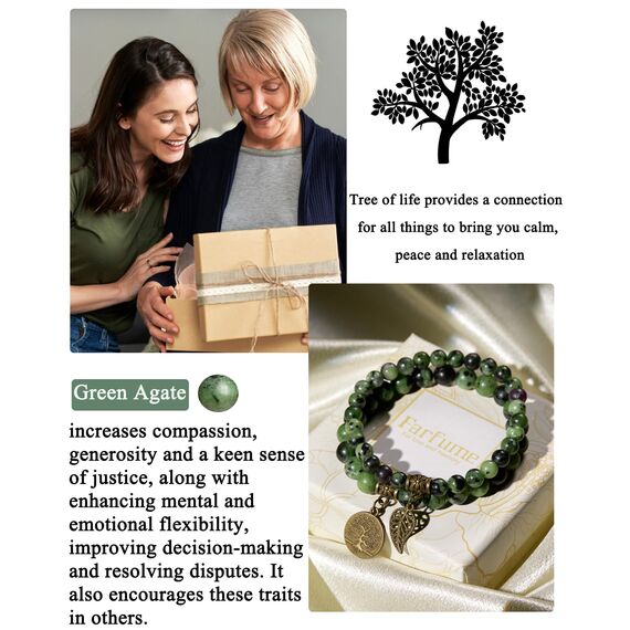 Farfume Chakra Armbänder für Frauen - Kristalle Armband Frauen natürliche Edelsteine Yoga Reiki - ein Satz von Doppel-Armbänder(Epidot(Klein)