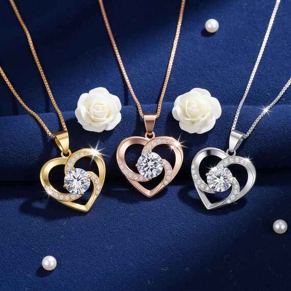 B.Catcher Halskette Damen, Silber 925 Herzkette, Herz änhänger mit 5A Zirkonia, Eleganz ist zeitlos, Nickelfrei für Hypoallergen,Perfekt Geschenk zum Muttertag/Valentinstag/Geburtstag/oder Schulstart