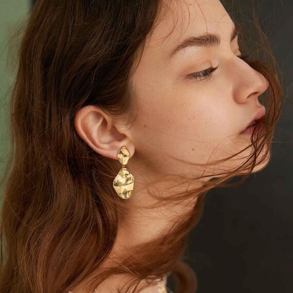 Chriscoco Ohrringe Silber 925 Hängend Ohrringe Gold Damen 925 Hypoallergene 14K Vergoldete Tropfen Ohrring Lange Statement Ohrring