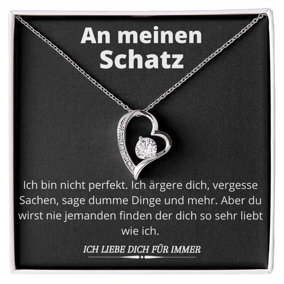 Ahnona An Meinen Schatz Haltzkette Edle Halskette für Damen 14 Karat Weißgold Beschichtet, Muttertag, Jahrestag, Geburtstag Geschenk (Herz Silber)