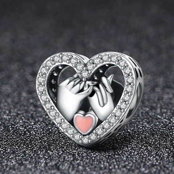 Geschenke für Frauen Anhänger Charm aus 925er Sterlingsilber, Herzform mit Händen, Liebes-Anhänger, kompatibel mit Pandora-Armband, Schmuckgeschenk