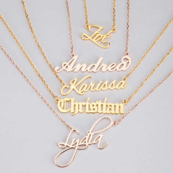 Joelle Jewelry Design Personalisierte Namenskette Gold/Rosegold Vergoldet Silber Kette mit Namen Geburtstagsgeschenk Für Frauen Mädchen Mama Freundin Schwester Oma